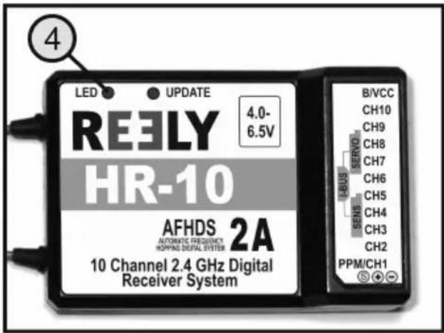 4 LED UPDATE REELY 4.0- 6.5V HR-10 AFHDS 2A AUTOMATIC FREQUENCY HOPPING DIGITAL SYSTEM 10 Channel 2.4 GHz Digital Receiver System B/VCC CH10 CH9 CH8 CH7 CH6 CH5 CH4 CH3 CH2 PPM/CH1