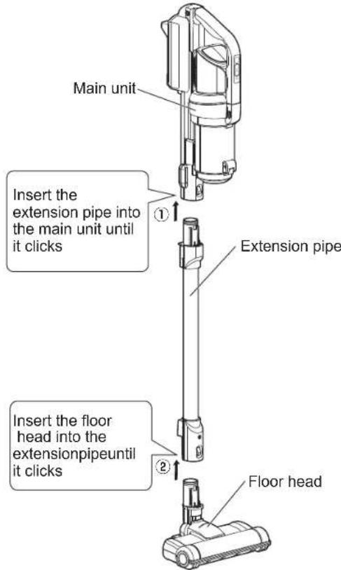 WOOZOO SCD-130P - ■ Assembly of the cleaner To use the cleaner as a stick cleaner - 1
