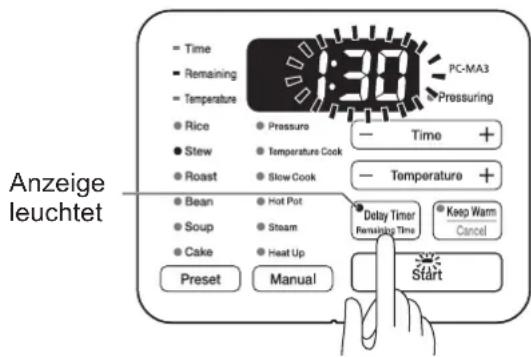 WOOZOO PC-MA3 - Drücken Sie die Taste Delay Timer (Timer). - 1