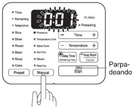 WOOZOO PC-MA3 - Pulse el botón del menú Manual para seleccionar la cocción Pressure (Presión). - 1