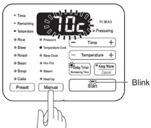 WOOZOO PC-MA3 - Press the manual menu button and select temperature cook - 1