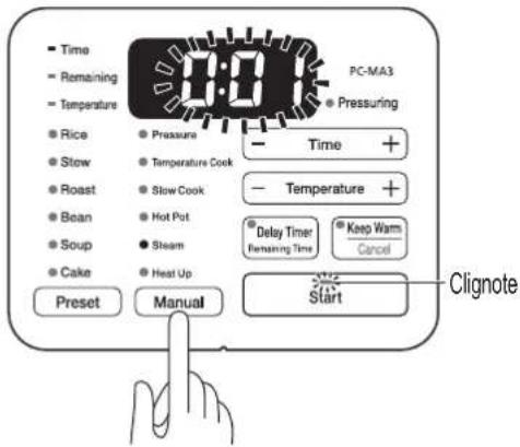 WOOZOO PC-MA3 - Appuyez sur le bouton du menu manuel et sélectionnez la cuisson à la vapeur. - 1