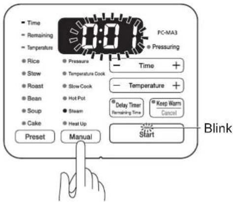 WOOZOO PC-MA3 - Press the manual menu button and select steam cook - 1