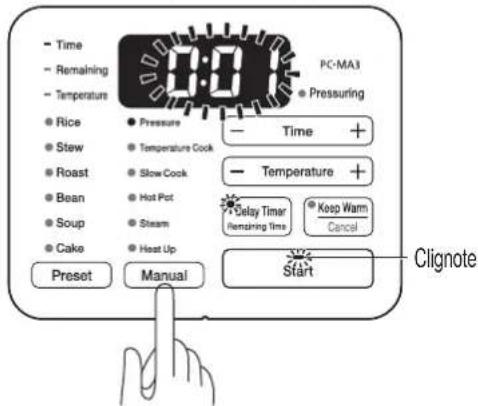 WOOZOO PC-MA3 - Appuyez sur le bouton du menu manuel pour sélectionner la cuisson sous pression. - 1