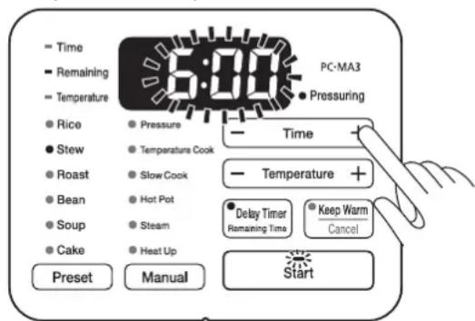 WOOZOO PC-MA3 - Premere il pulsante Time per impostare il tempo - 1