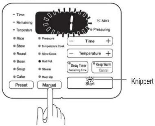 WOOZOO PC-MA3 - Druk op de knop Manual (Handmatig) en selecteer Hot Pot (Kookpot) - 1