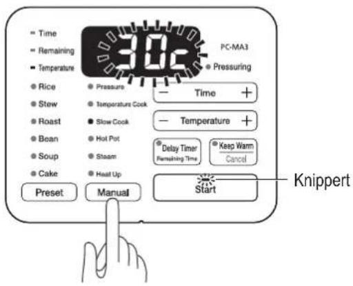 WOOZOO PC-MA3 - Druk op de knop Manual (Handmatig) en selecteer Slow Cook (Sudderen) - 1