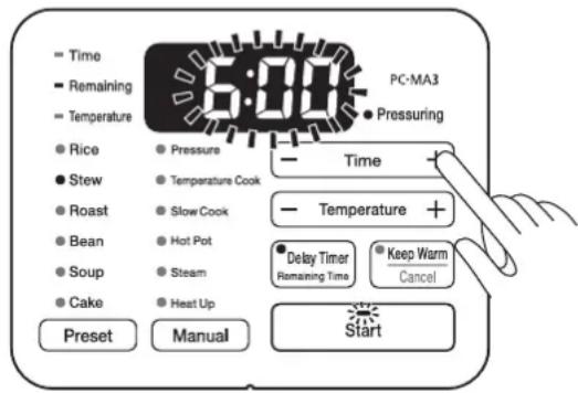 WOOZOO PC-MA3 - Appuyez sur le bouton de réglage du temps pour régler le temps. - 1