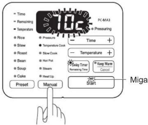 WOOZOO PC-MA3 - Nacisnąć przycisk Manual (Ręczny) i wybrać tryb Temperature Cook (Pieczenie). - 1