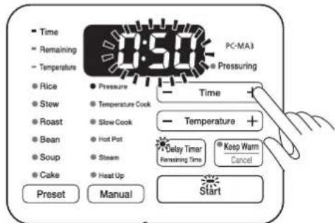 WOOZOO PC-MA3 - Set the cooking time by pressing the time setting -/+ buttons - 1