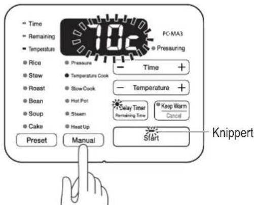 WOOZOO PC-MA3 - Druk op de knop Manual (Handmatig) en selecteer Temperature Cook (Koken op temperatuur) - 1