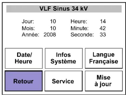 Megger VLF Sinus 34 kV - Modifier les réglages de l'appareil - 1