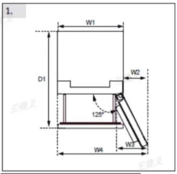 CANDY CNCQ2T620DX - Recommended space when door is opened(Fig.1.2.) - 1