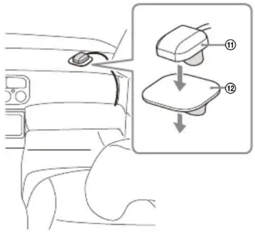 SONY XAV-AX8500 - Remove the tape of the GPS antenna (aerial) ⑪, then attach it on the metal plate ⑫. - 1
