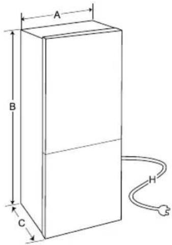 LG GBV3200CPY - Dimensjoner og klaring - 1