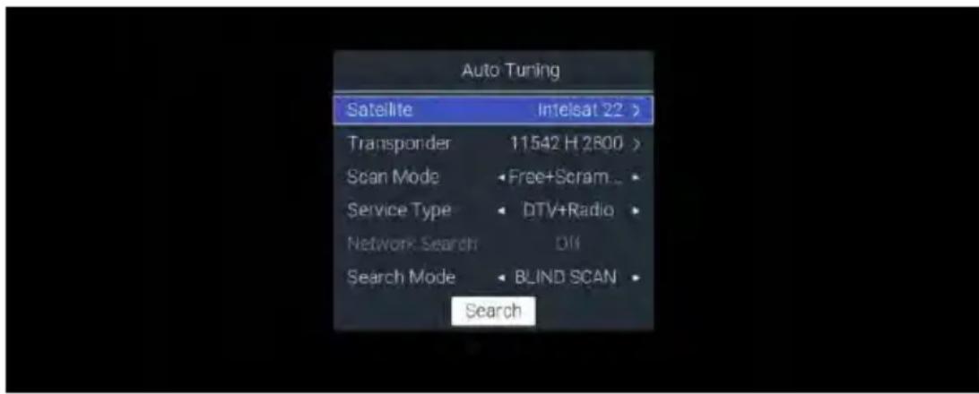 Smart Tech SMT65A8PUV2M1B1 - ⑨ Page Paramètres de recherche via satellite numérique - 1