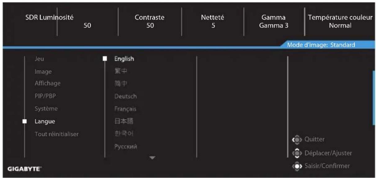 GIGABYTE GS27QA - Langue - 1