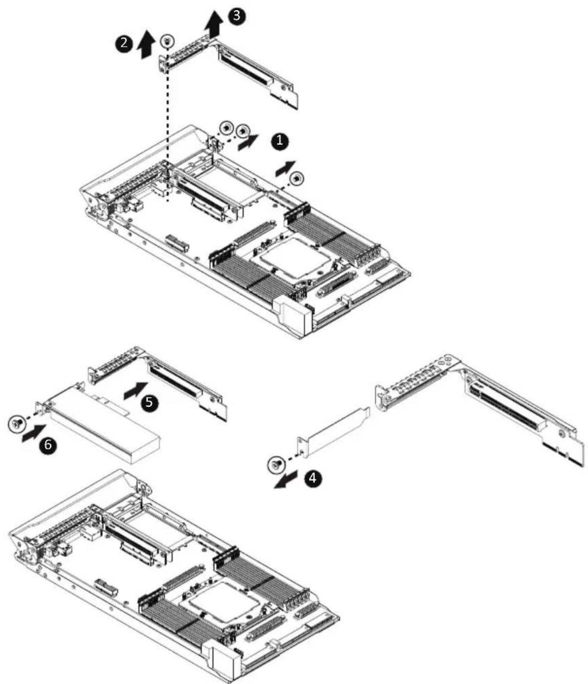 GIGABYTE H223-Z10 - Follow these instructions to install the left PCI Expansion card: - 1