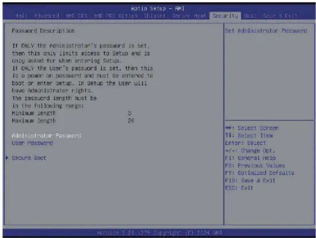 GIGABYTE H223-Z10 - 5-7 Security Menu - 1