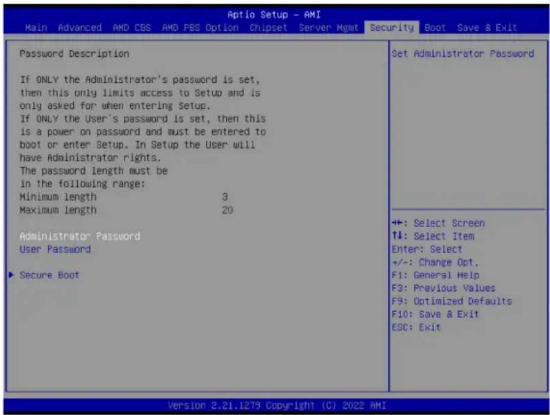 GIGABYTE MZ33-AR0 - 2-7 Security Menu - 1
