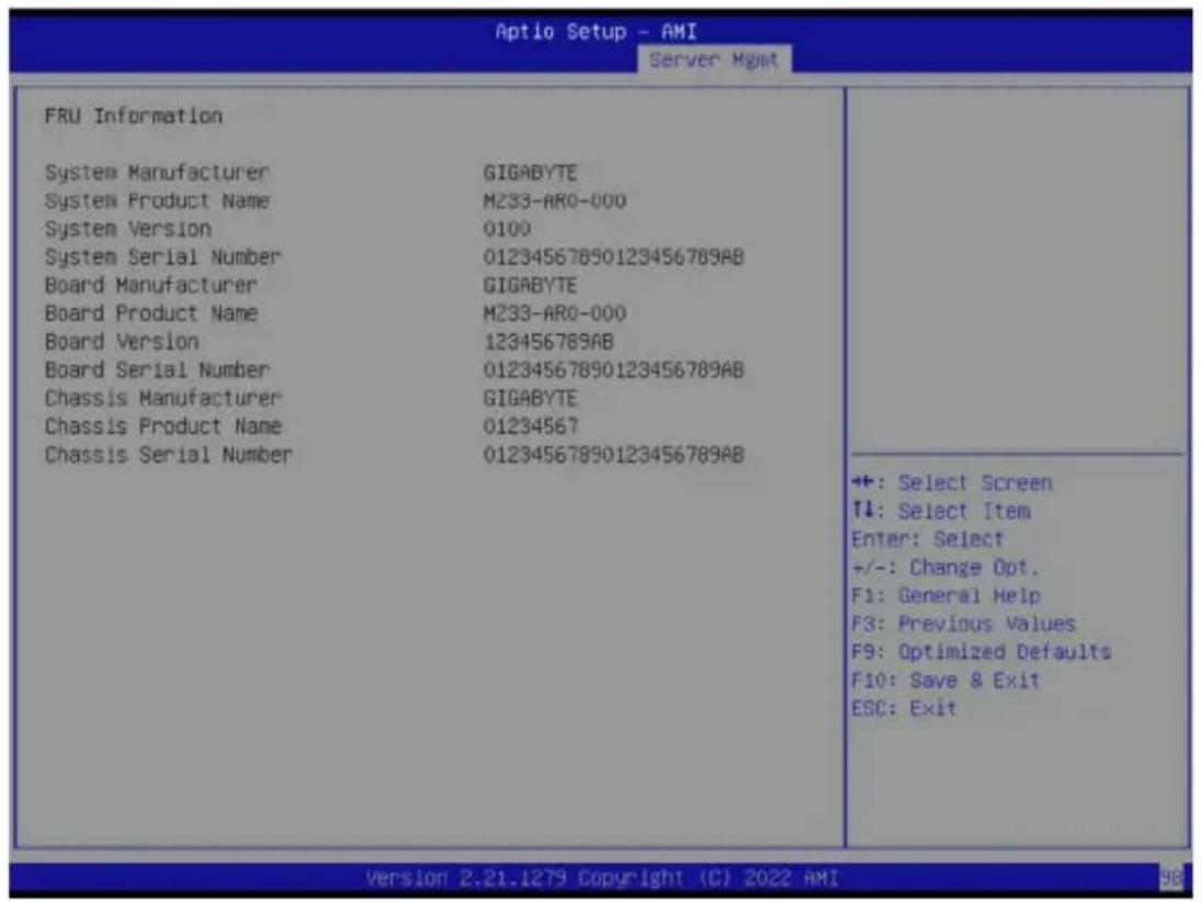 GIGABYTE MZ33-AR0 - 2-6-2 View FRU Information - 1