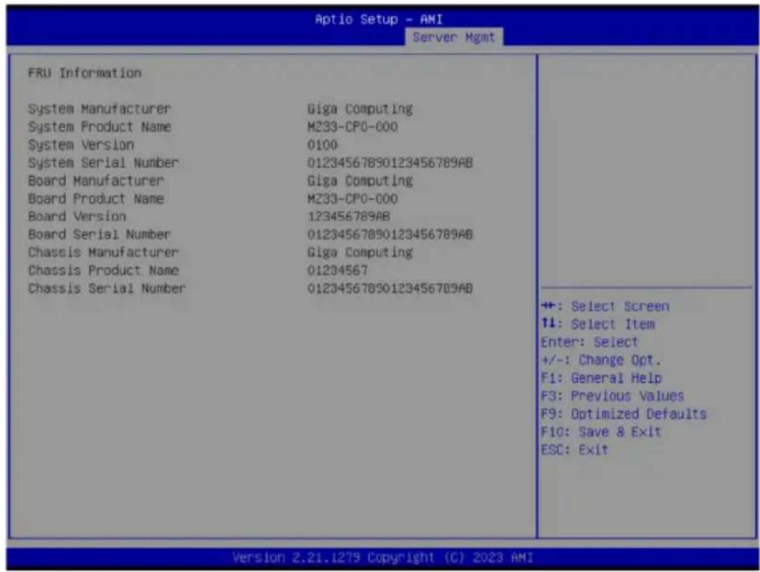 GIGABYTE MZ33-CP0 - 2-6-2 View FRU Information - 1