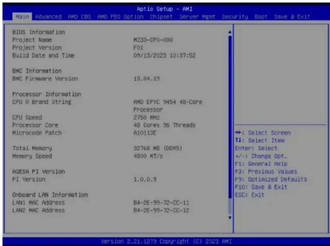 GIGABYTE MZ33-CP0 - Submenu Help - 2
