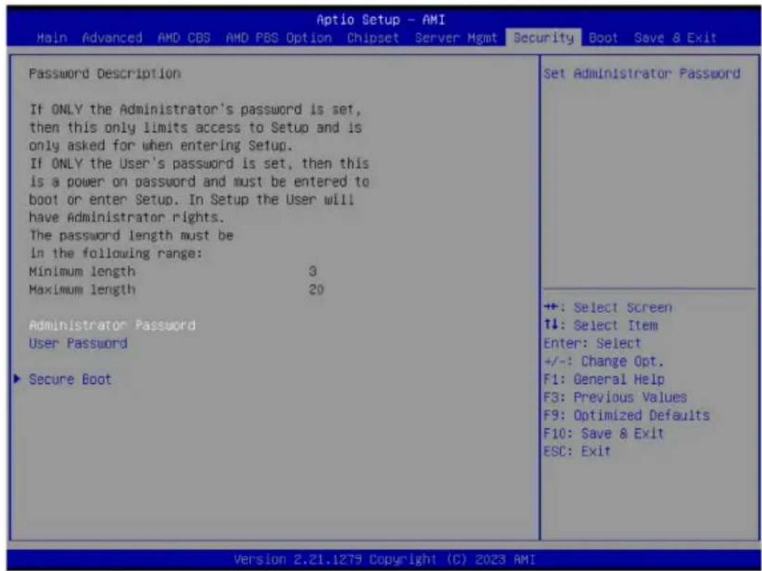 GIGABYTE R243-EG0 - 5-7 Security Menu - 1