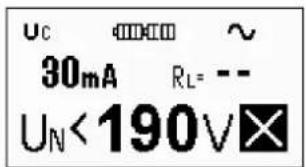 uC 30mA RL= -- UN<190V