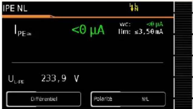IPE NL IPE≈ <0 μA wc: <0 μA 1lm: ≤3,50 mA UL-PE 233,9 V Differenbel Polarité N/L