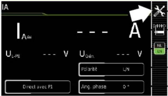 IA I A≈ U_L-PE --- V U_Gén. --- V Polarité L/N Direct avec P1 Ang. phase 0°