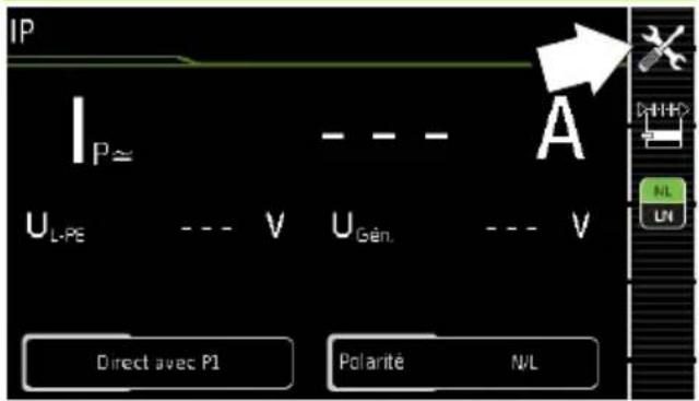 IP I P≈ U_L-PE --- V U_Gén. --- V Direct avec P1 Polarité N/L