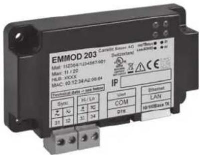 EMMOD 203 Castelis Sower AG Mat: 152304112D4567-001 Mat: 11/20 HLB: HDXX MAC: 10:12:26/A2:00.64 Technical 4d8 > Low Speed IP Sync: Hi / Ln ~ ~ 31 12 ~ 31 34 User COM DTG Ethernet LAN HD/WallBase TX