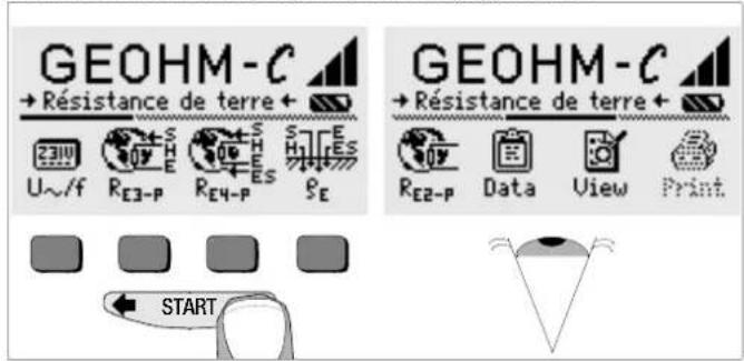 GEOHM-C → Résistance de terre + 231U U~/f RE3-P S H E S H E ES SE GEOHM-C → Résistance de terre + RE2-P Data View Print START