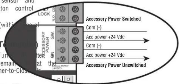 LiftMaster HCT12 - Accessory power 24 VDC, MAX 500 mA (4 T) - 2