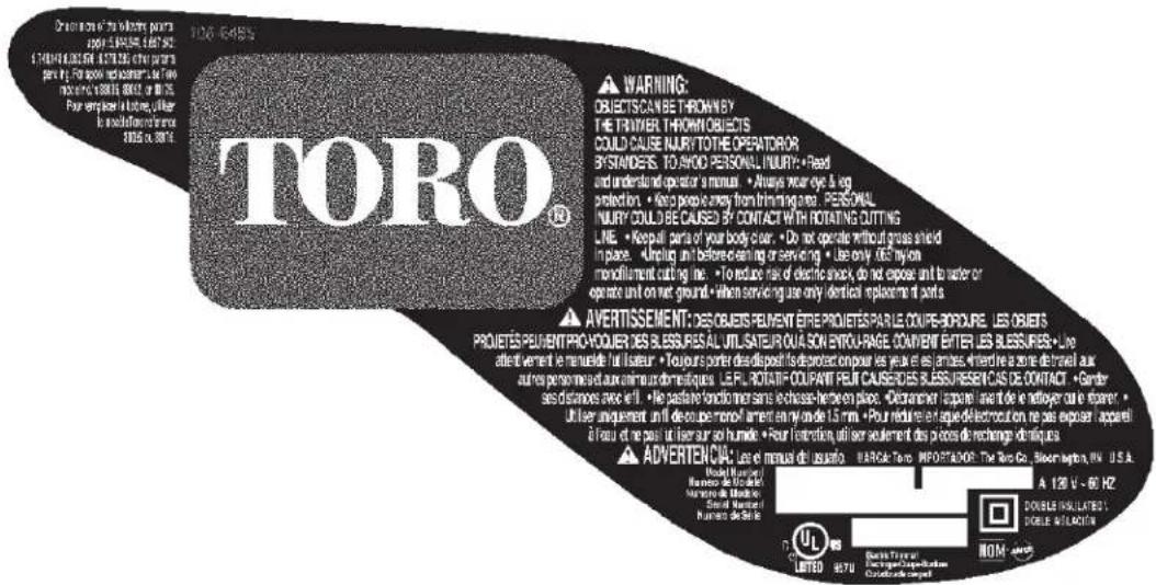 TORO 13in 51356 - Pegatinas de seguridad/instrukiones - 1