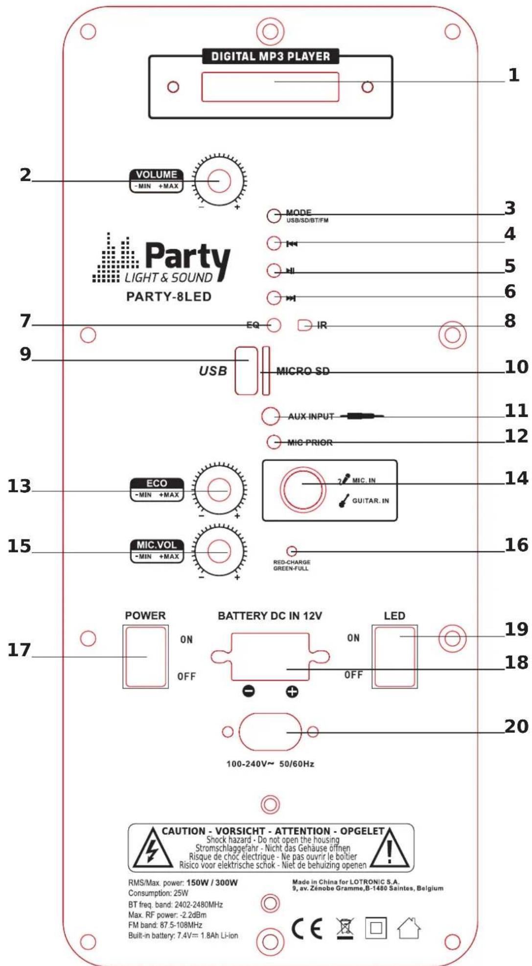Party light & sound 8LED - 1