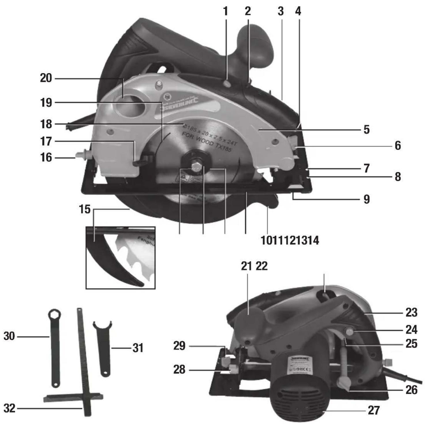 SILVERLINE 285873 - 1400W Circular Saw with Laser Guide 185mm - 3