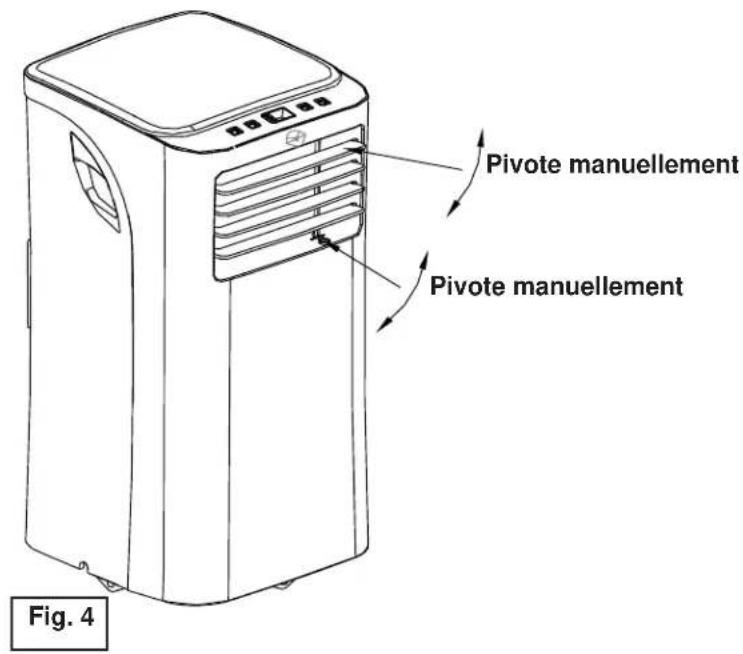 DANBY DPA080UB1GDB - Ajustez la direction du courant d'air manuellement (Fig. 4) : - 1