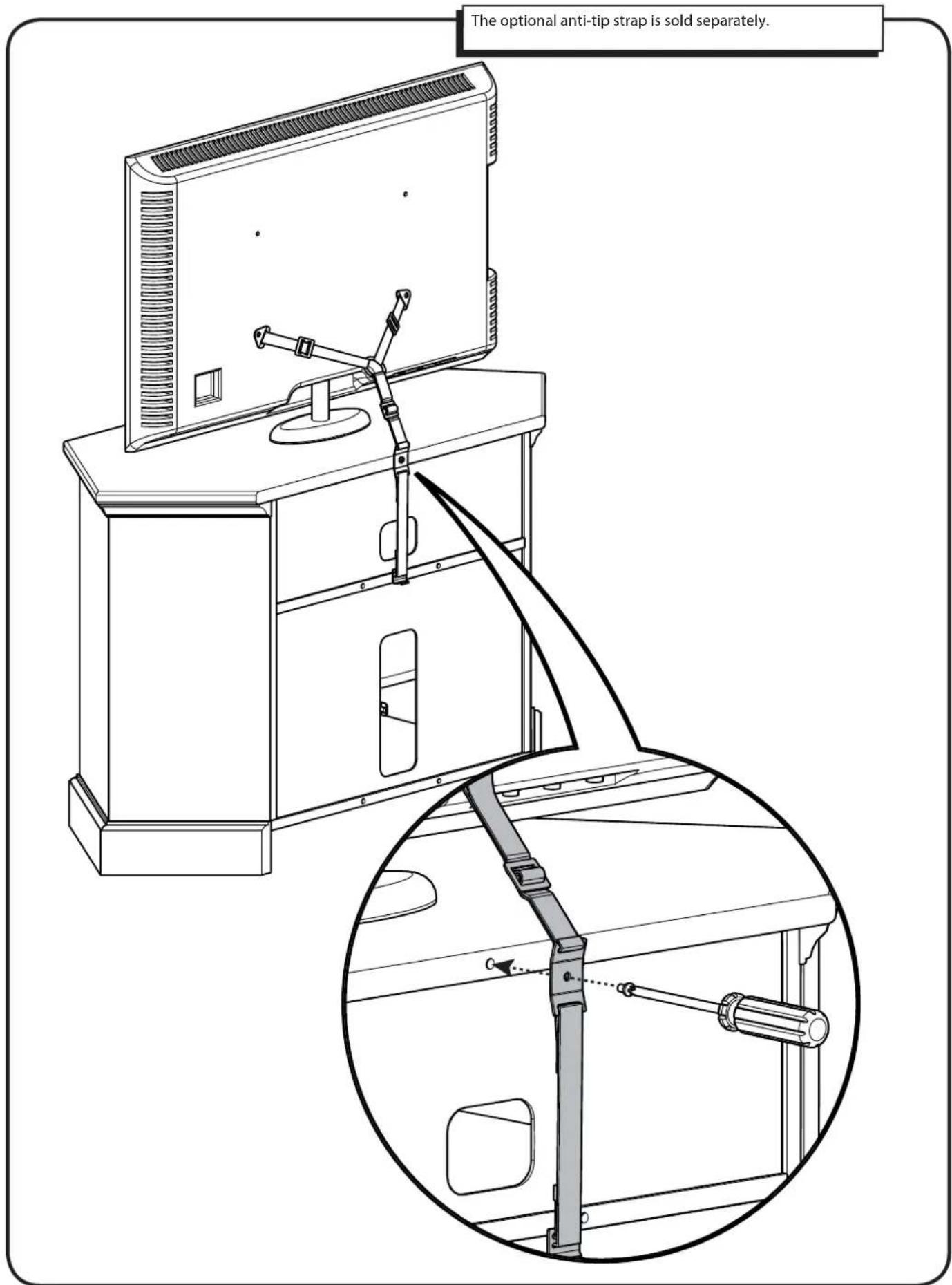 The optional anti-tip strap is sold separately.