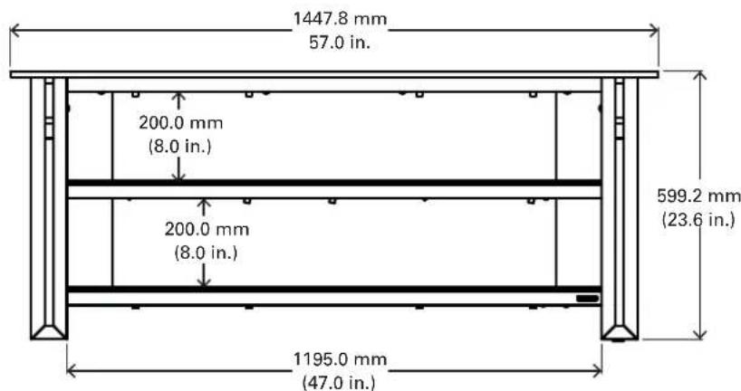 1447.8 mm 57.0 in. 200.0 mm (8.0 in.) 200.0 mm (8.0 in.) 599.2 mm (23.6 in.) 1195.0 mm (47.0 in.)