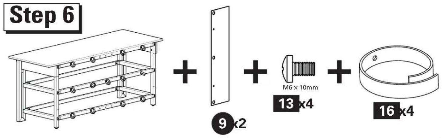 Step 6 9 x2 M6 x 10mm 13 x4 16 x4