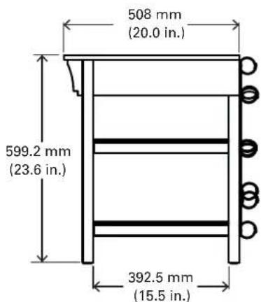 508 mm (20.0 in.) 599.2 mm (23.6 in.) 392.5 mm (15.5 in.)