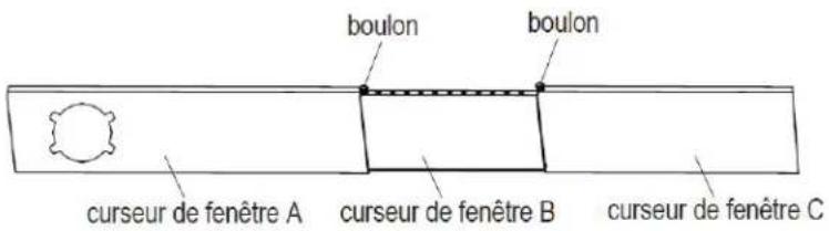 boulon boulon curseur de fenêtre A curseur de fenêtre B curseur de fenêtre C