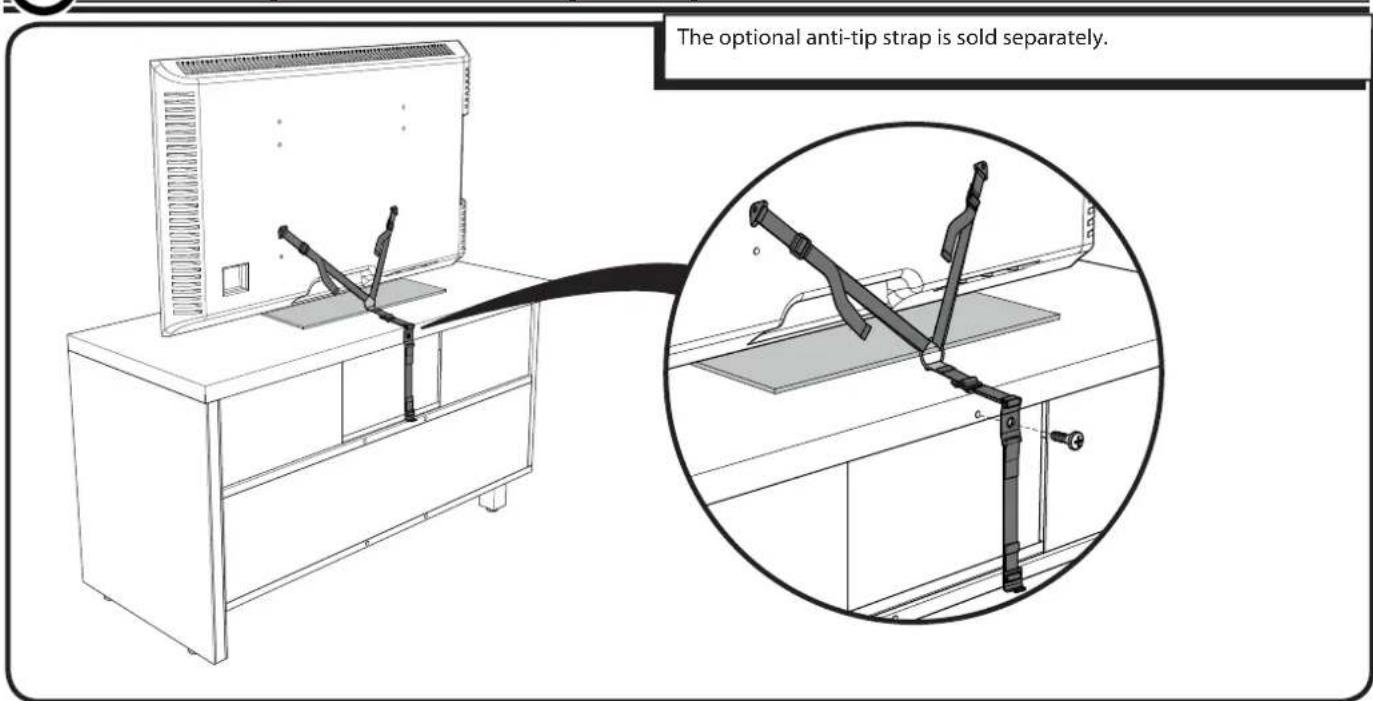 The optional anti-tip strap is sold separately.