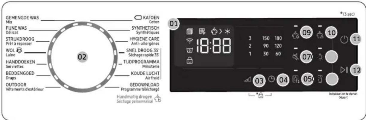 SAMSUNG DV91CGC2A0AH - Bedieningspaneel - 1