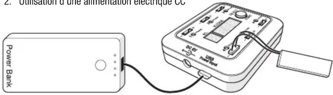 2. Utilisation d'une alimentation électrique cc Power Bank