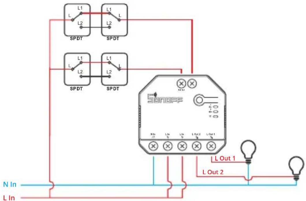 Sonoff Dual R3 - Anleitung zur Verkabelung des Beleuchtungskörpers - 2