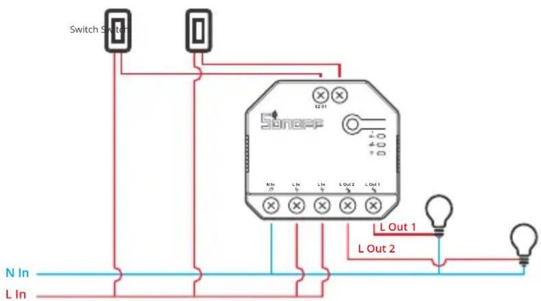 Sonoff Dual R3 - Anleitung zur Verkabelung des Beleuchtungskörpers - 1