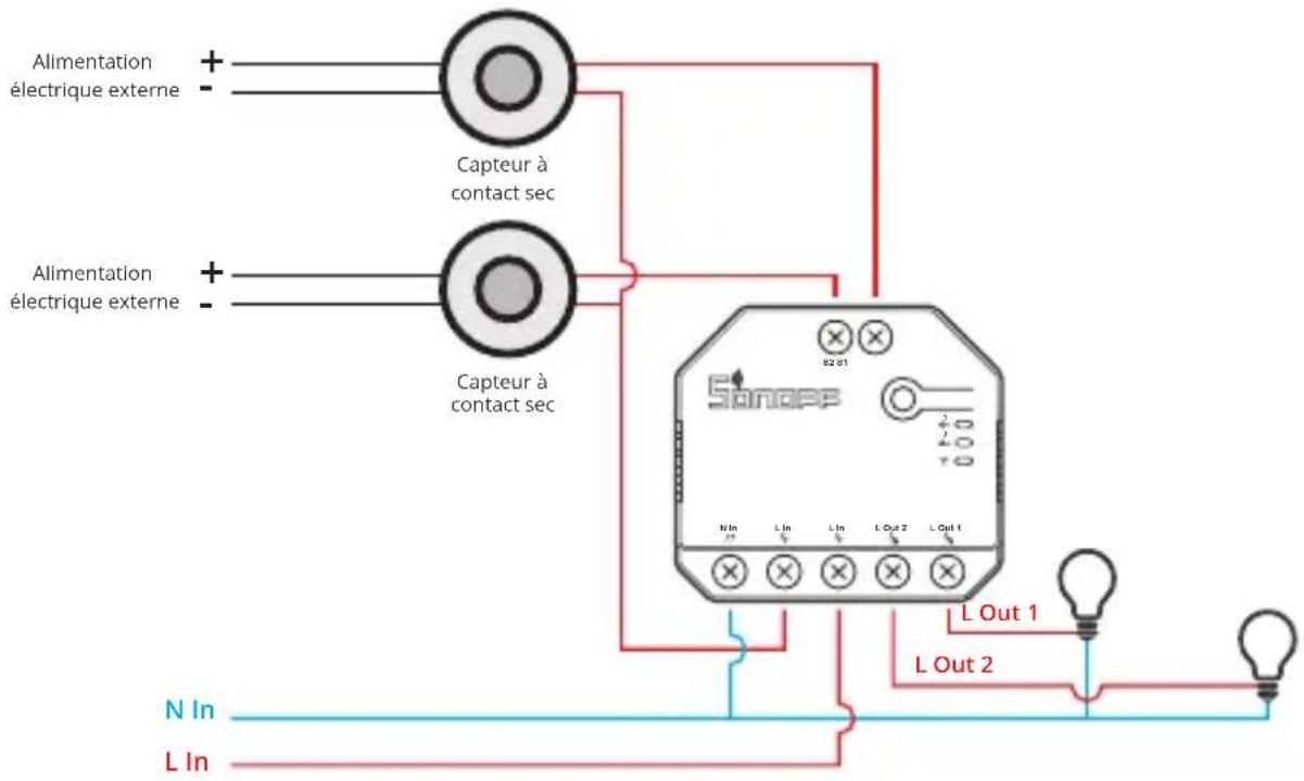 Sonoff Dual R3 - Schéma de câblage de la lampe de contrôle: - 3